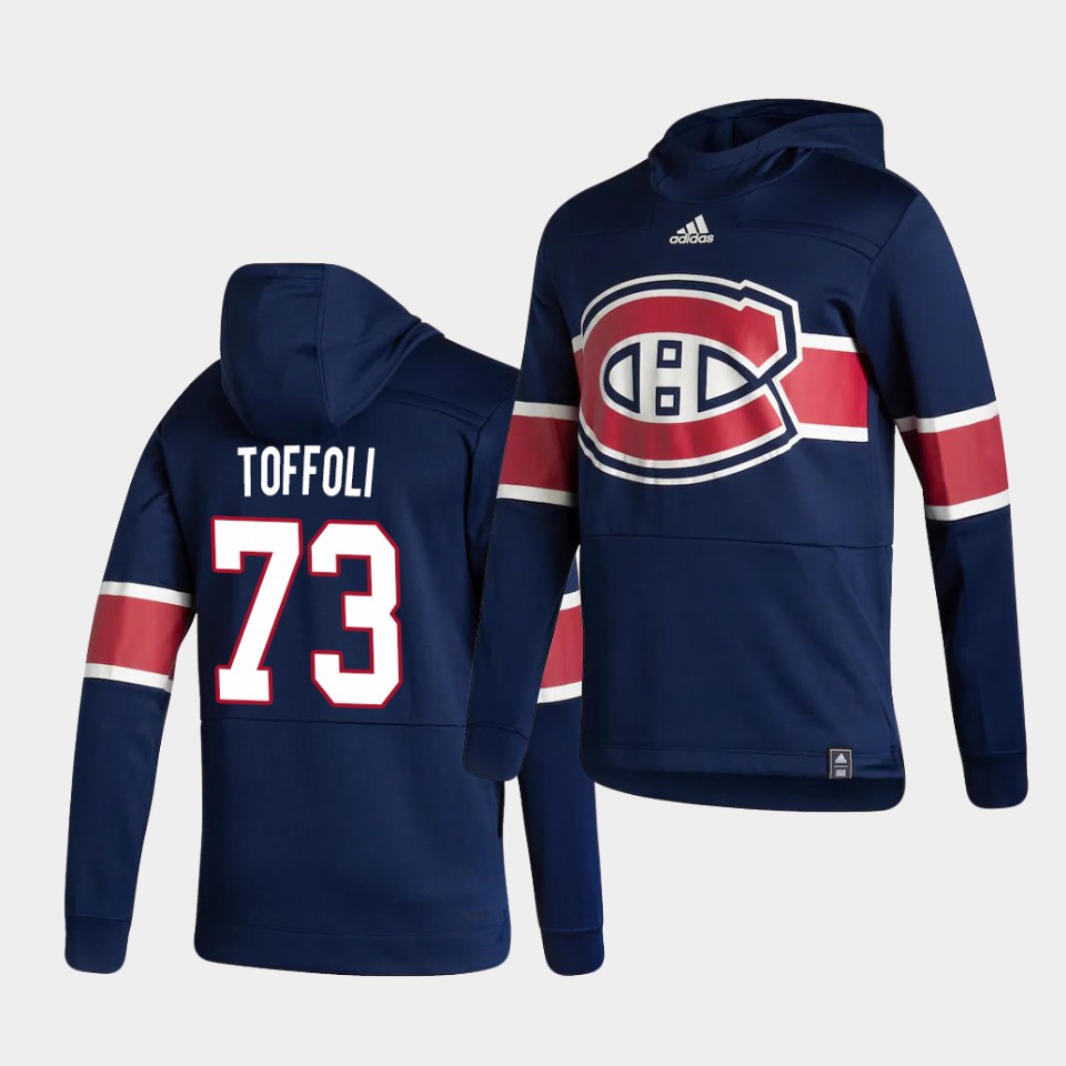 Men Montreal Canadiens #73 Toffoli Blue NHL 2021 Adidas Pullover Hoodie Jersey